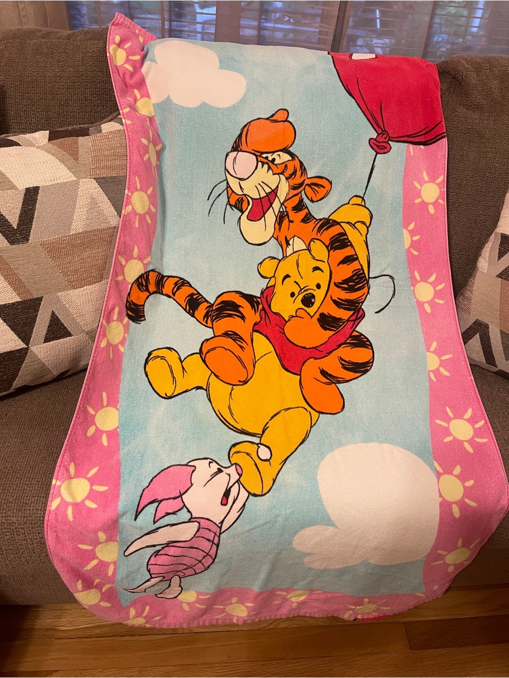 Winnie the Pooh & Tigger Printed Beach Towel - Yellow & Orange